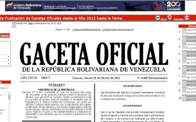 Publican en Gaceta Oficial exoneración en pago de impuesto a grandes transacciones financieras